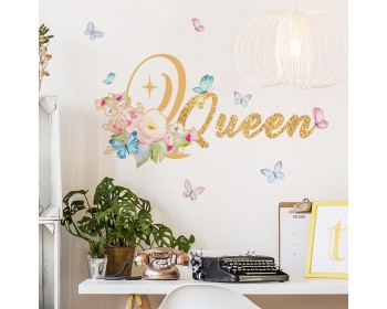 Gold Queen Flowers Butterfly Wall Decals   Gold Queen Flowers Butterfly Wall Decals